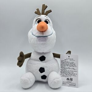 Disney Store Olaf Plush Toy White and Brown with Silver Thread Accents 10 Inch